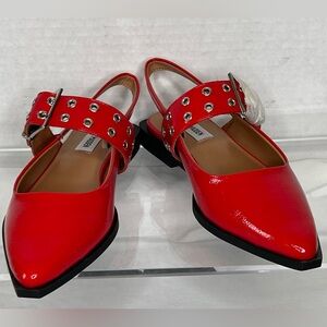 Steve Madden Red Flats with Silver Accents